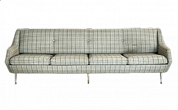 Four-seater fabric sofa with brass legs, 1950s