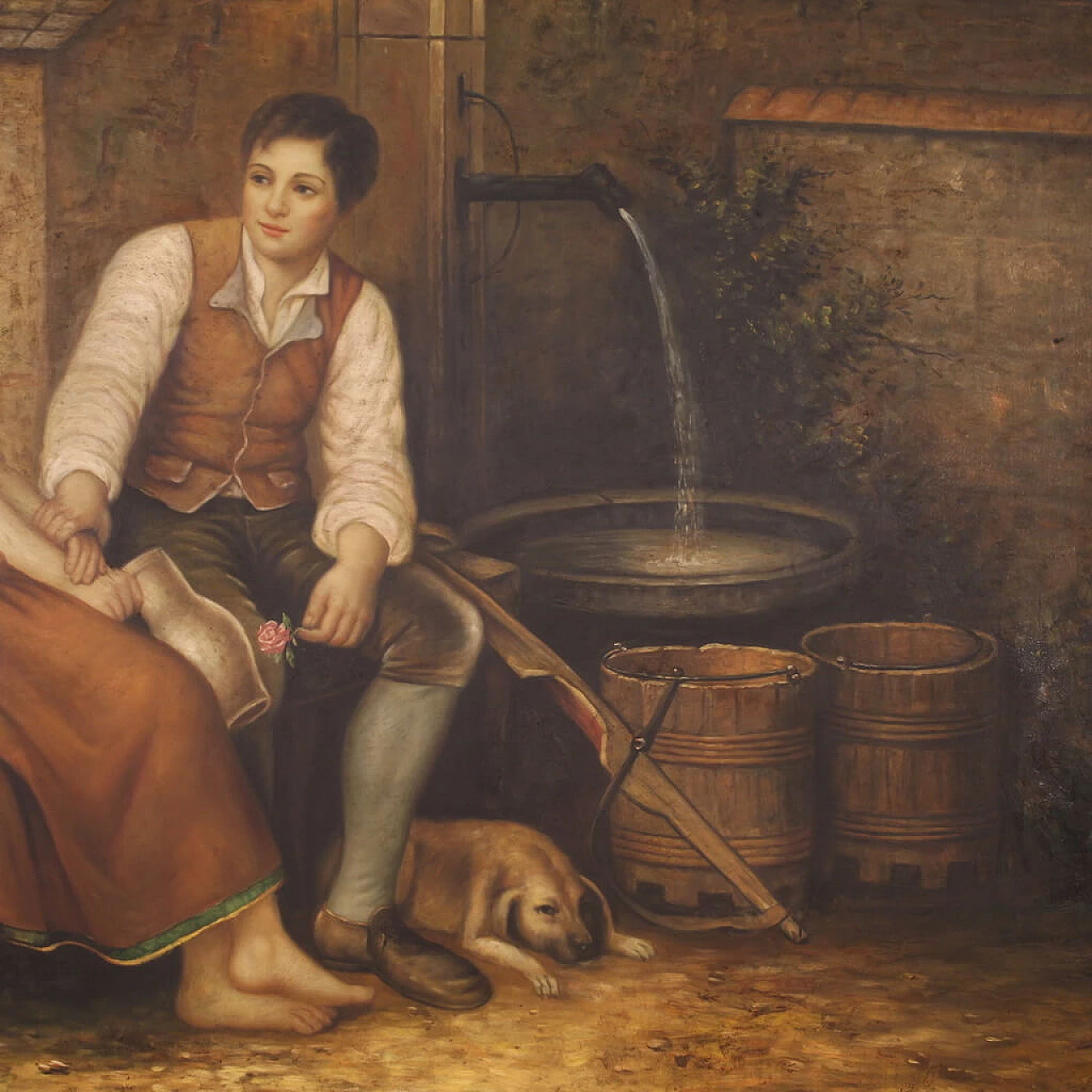 Innamorati alla fontana, acrilico su tela, anni '80 12