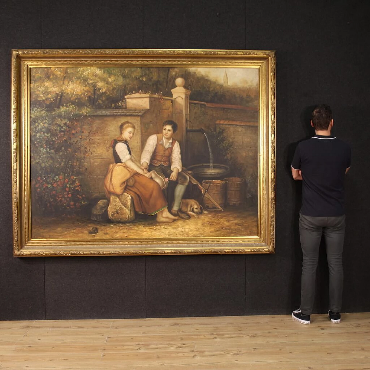 Innamorati alla fontana, acrilico su tela, anni '80 13