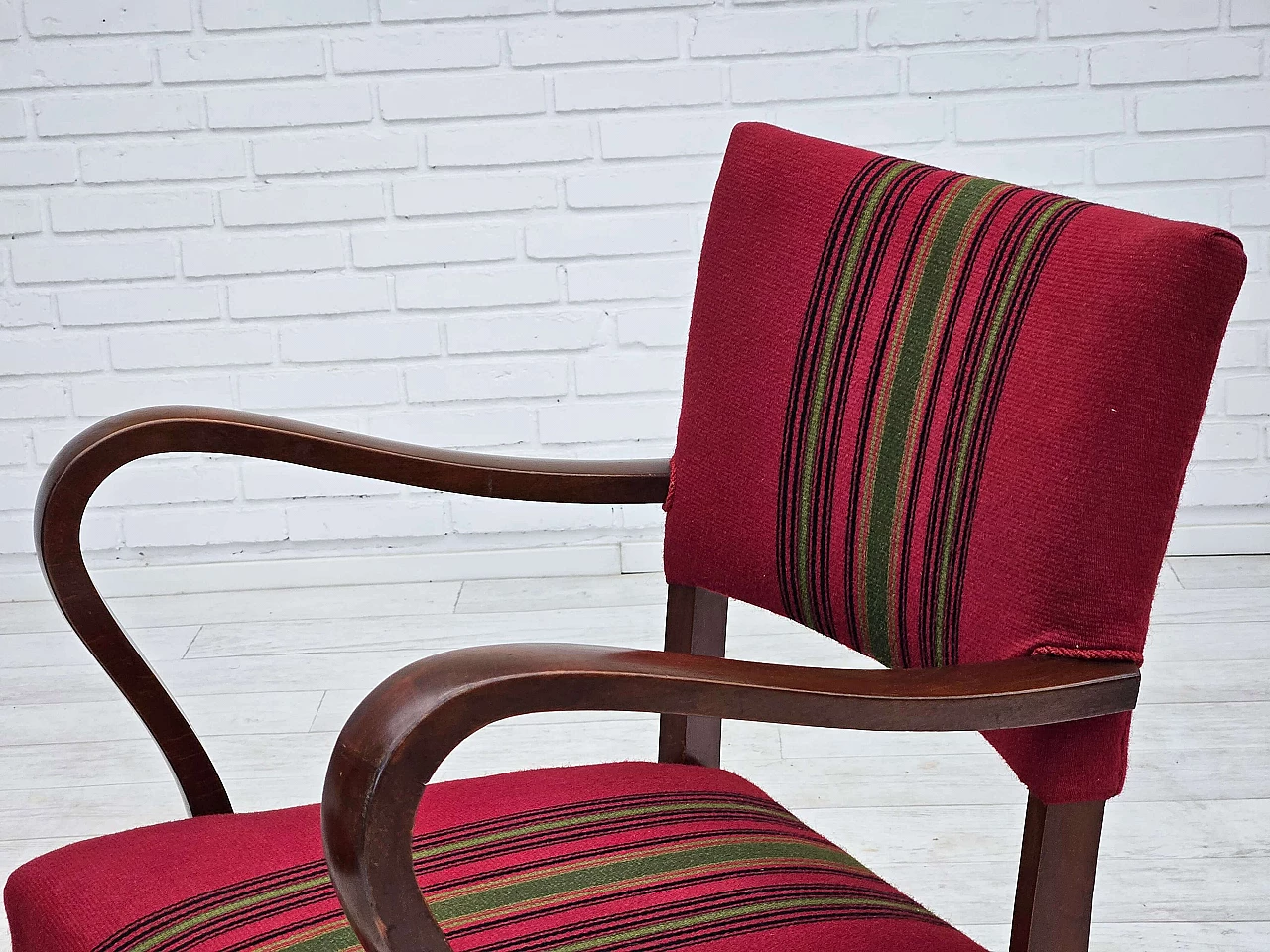 Pair of Danish ash and wool chairs, 1950s 2