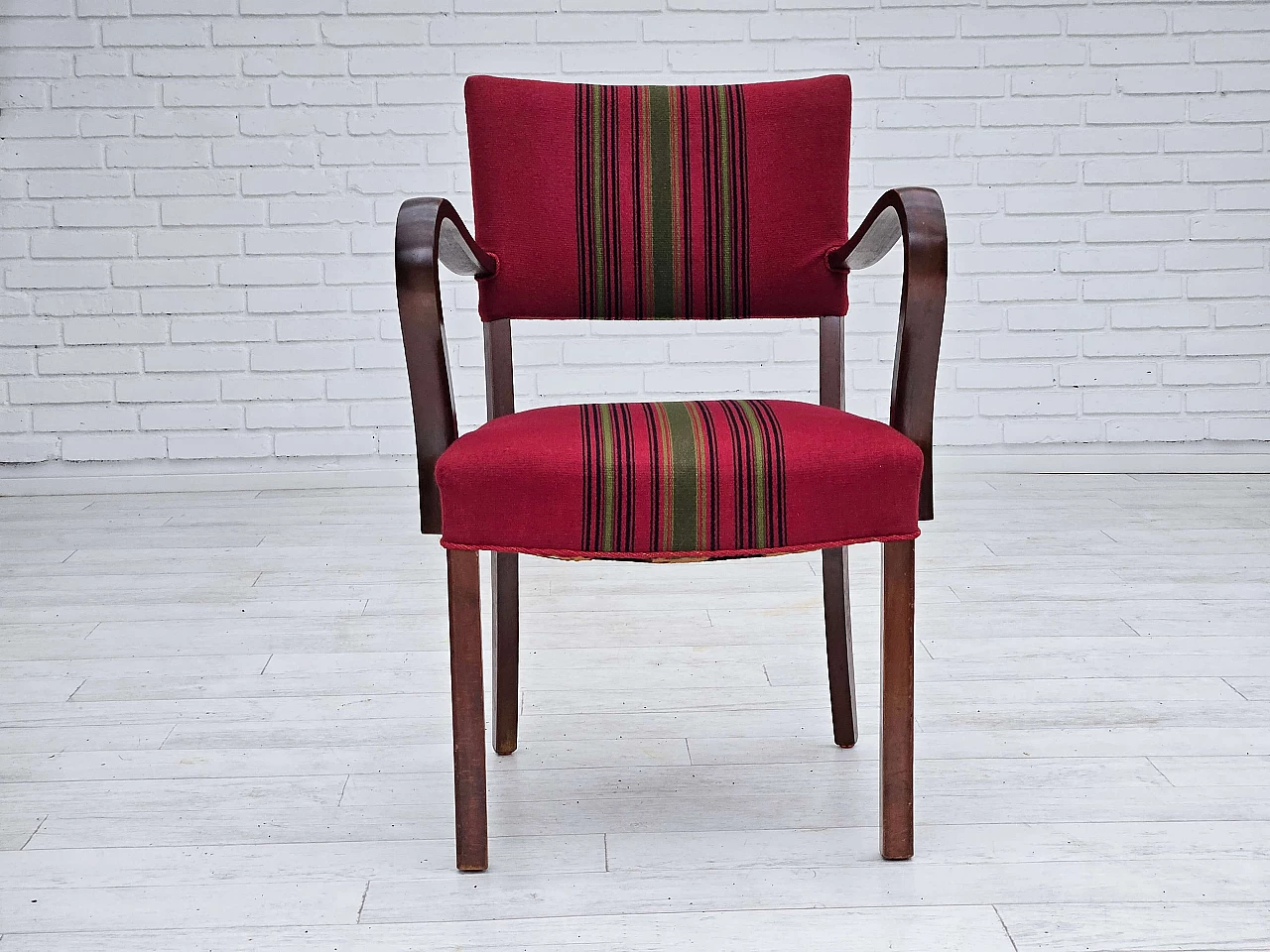 Pair of Danish ash and wool chairs, 1950s 7
