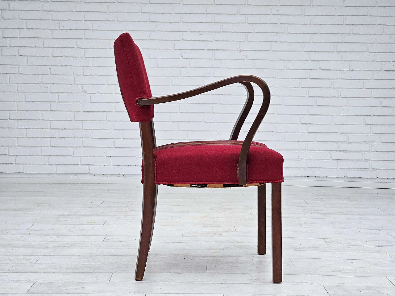 Pair of Danish ash and wool chairs, 1950s 8