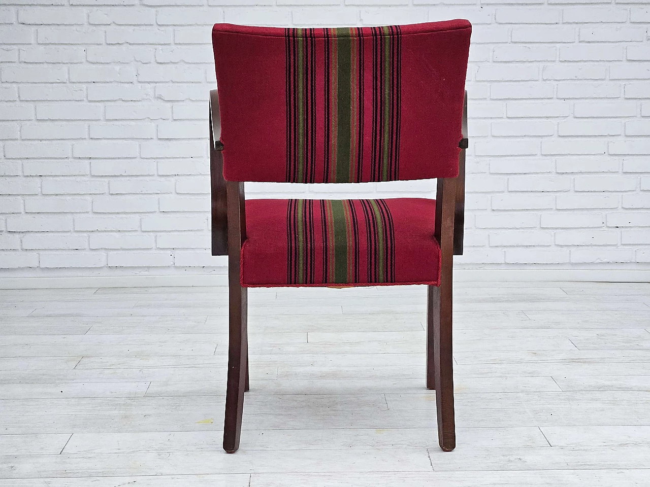 Pair of Danish ash and wool chairs, 1950s 11