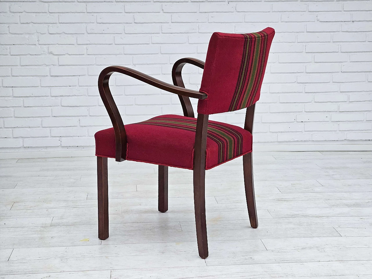 Pair of Danish ash and wool chairs, 1950s 12