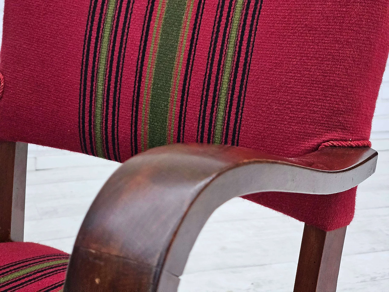 Pair of Danish ash and wool chairs, 1950s 14