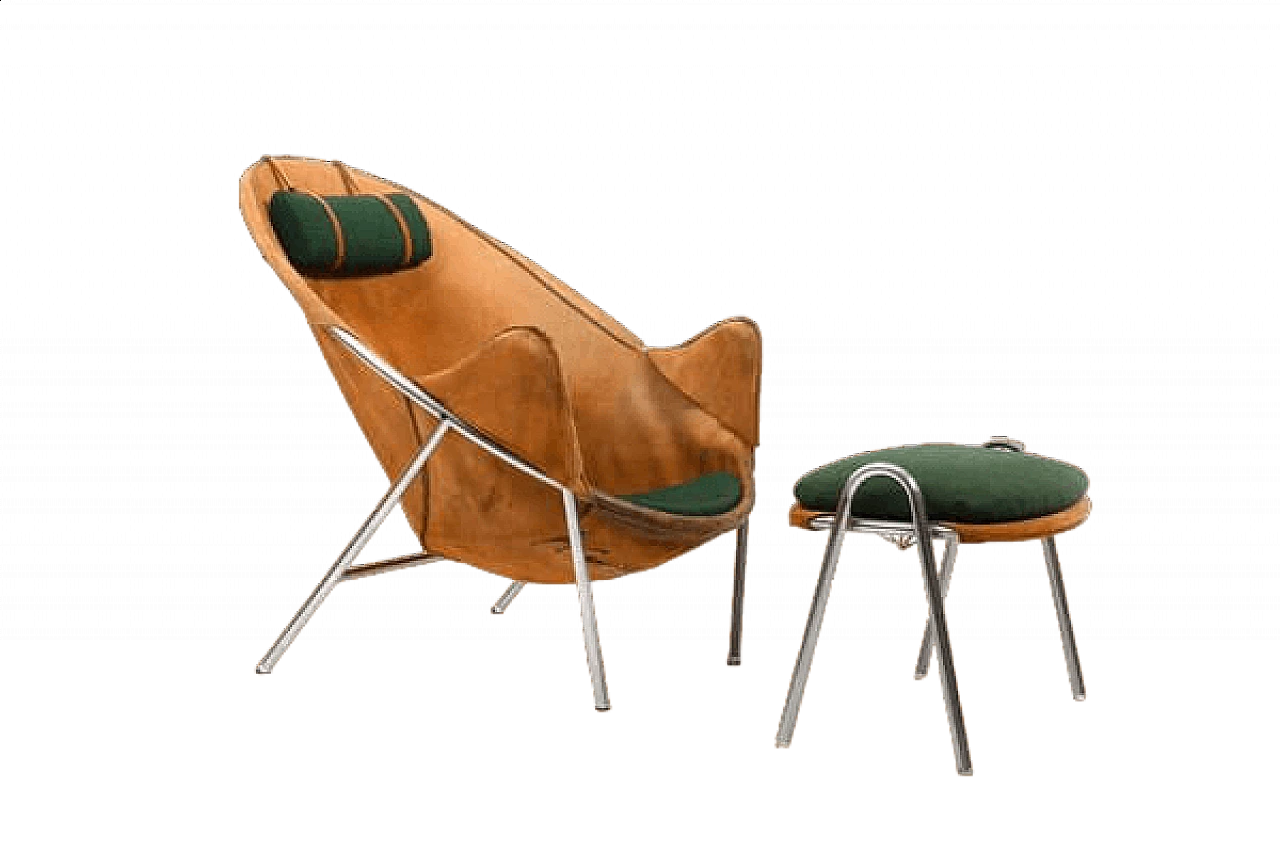 Poltrona e poggiapiedi Bo-360 di Erik Ole Jørgensen per Bovirke, 1953 9