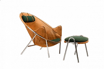 Bo-360 armchair and footstool by Erik Ole Jørgensen for Bovirke, 1953