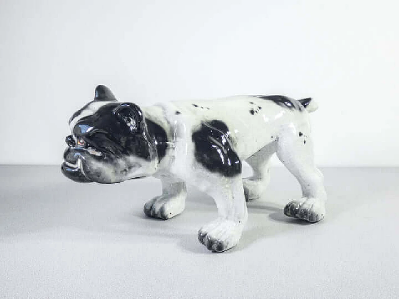 Scultura di bulldog francese in terracotta invetriata, inizio '900 2