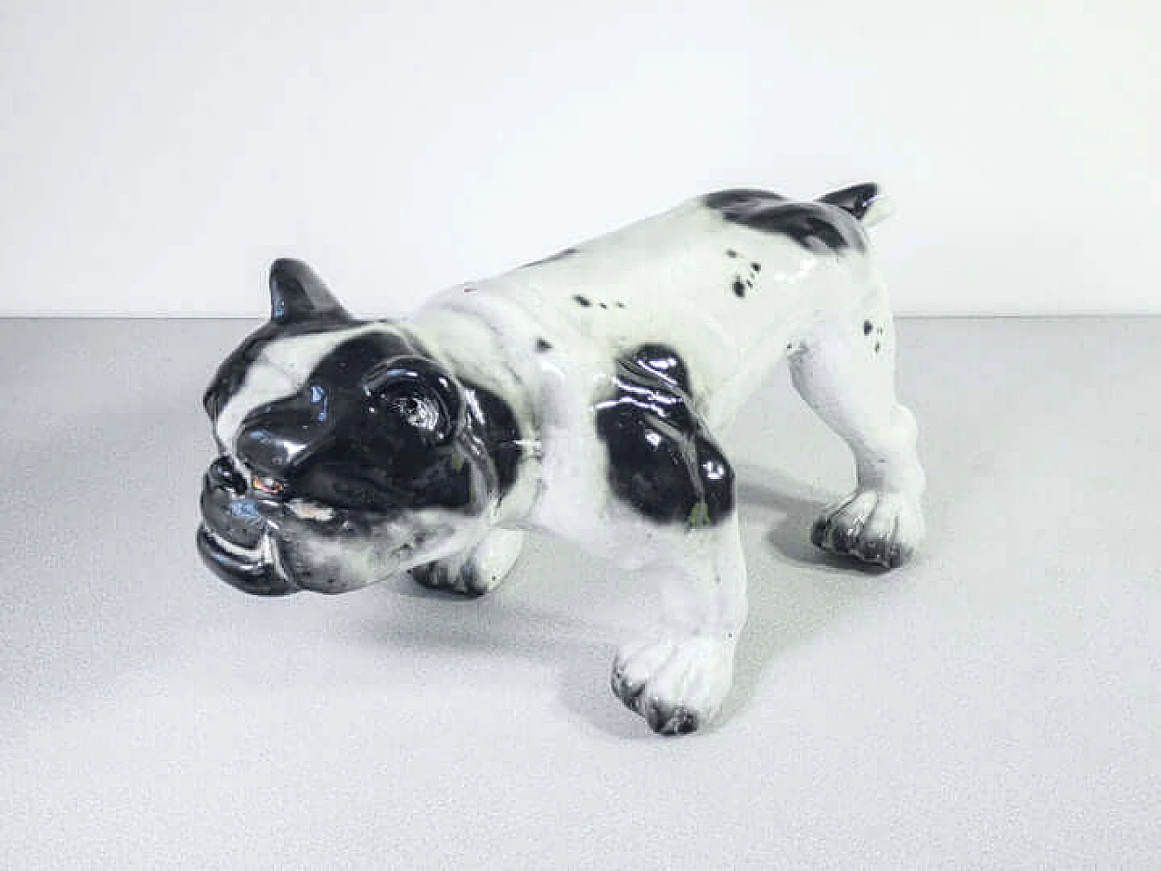 Scultura di bulldog francese in terracotta invetriata, inizio '900 3
