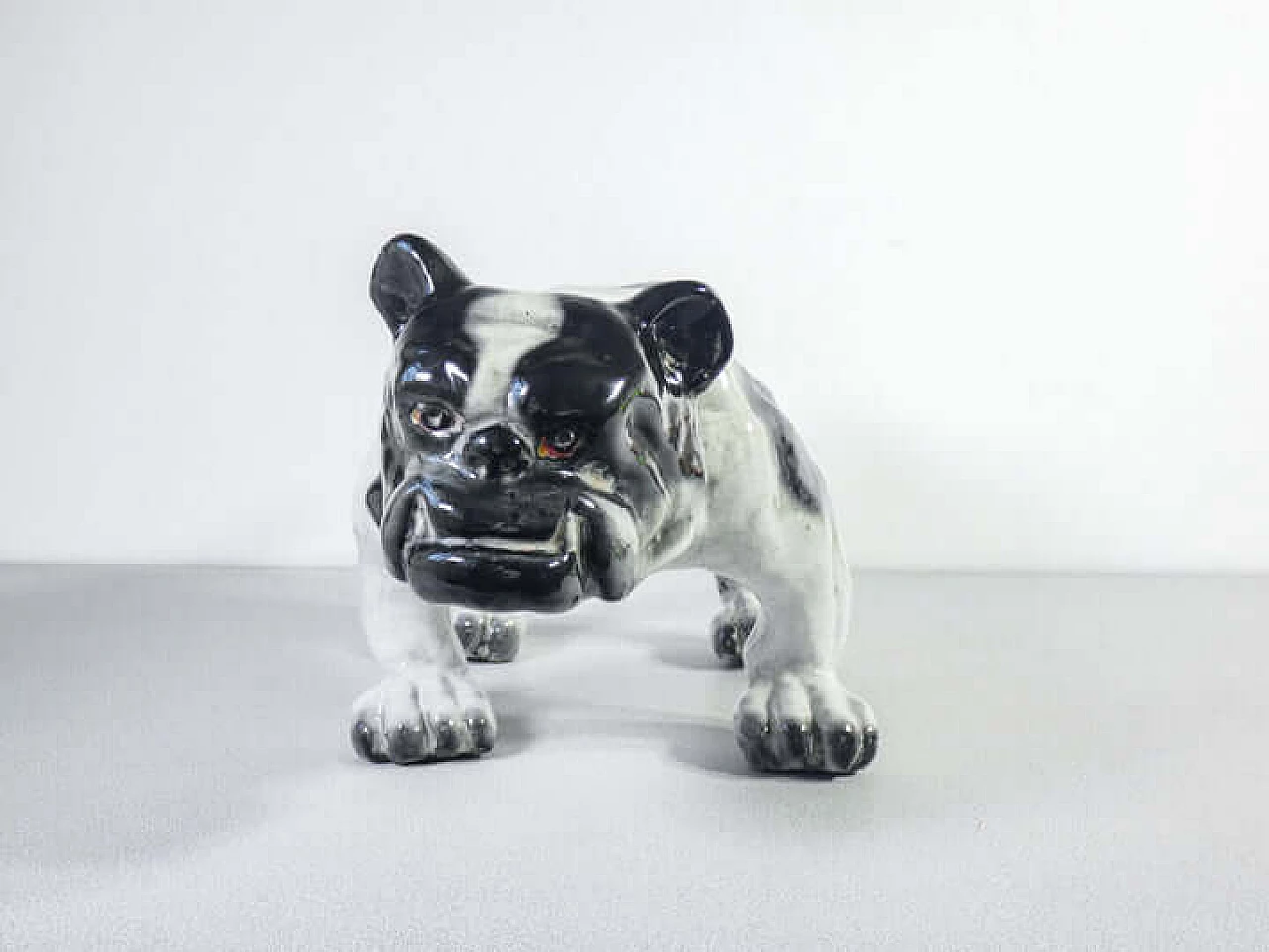 Scultura di bulldog francese in terracotta invetriata, inizio '900 6