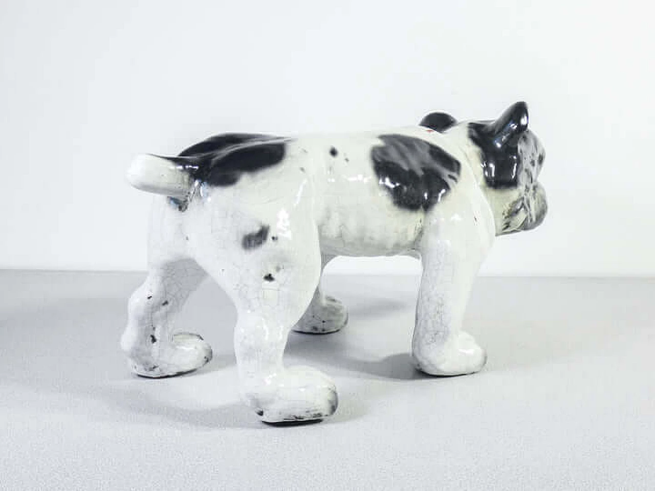 Scultura di bulldog francese in terracotta invetriata, inizio '900 10