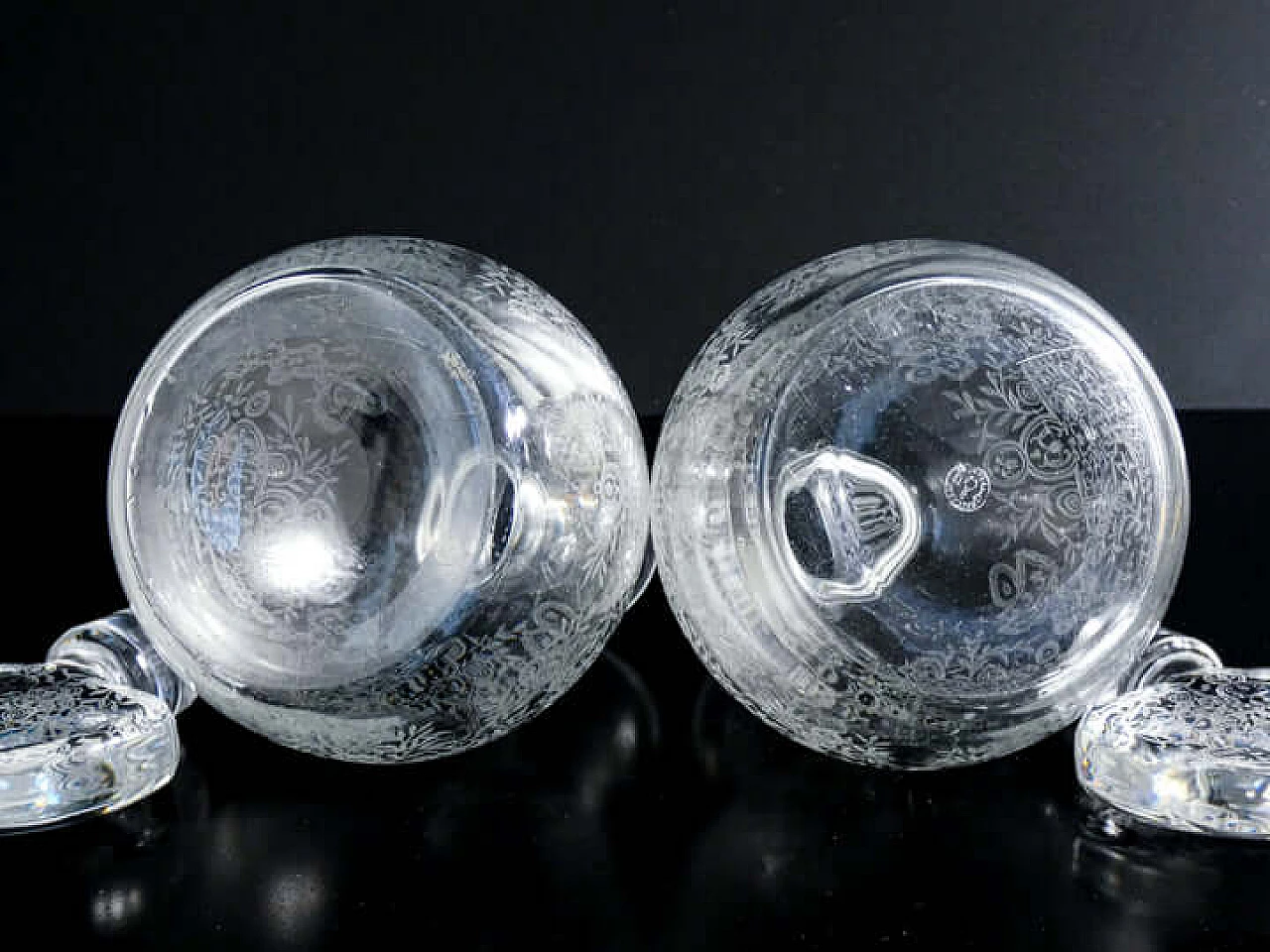 Pair of crystal bottles with Marillon motif by Baccarat, 1940s 8