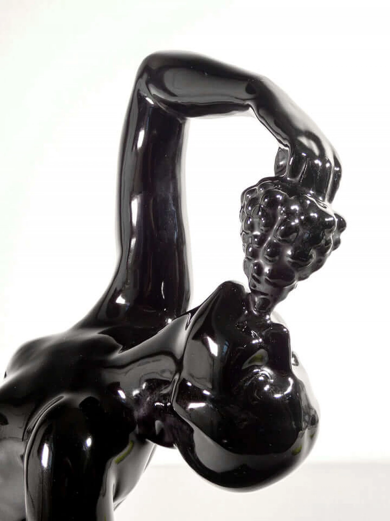 Henry Fugère, female nude with grapes, glazed ceramic sculpture, 1920s 3