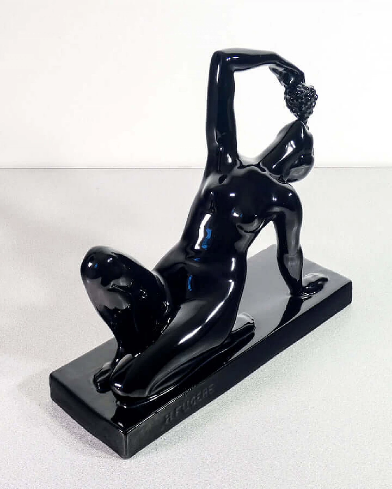 Henry Fugère, female nude with grapes, glazed ceramic sculpture, 1920s 5