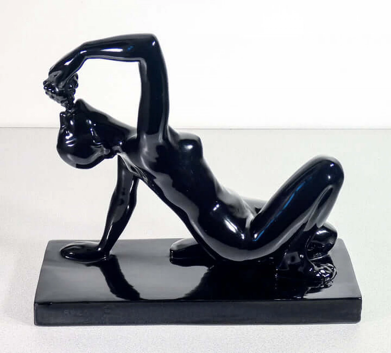 Henry Fugère, female nude with grapes, glazed ceramic sculpture, 1920s 8