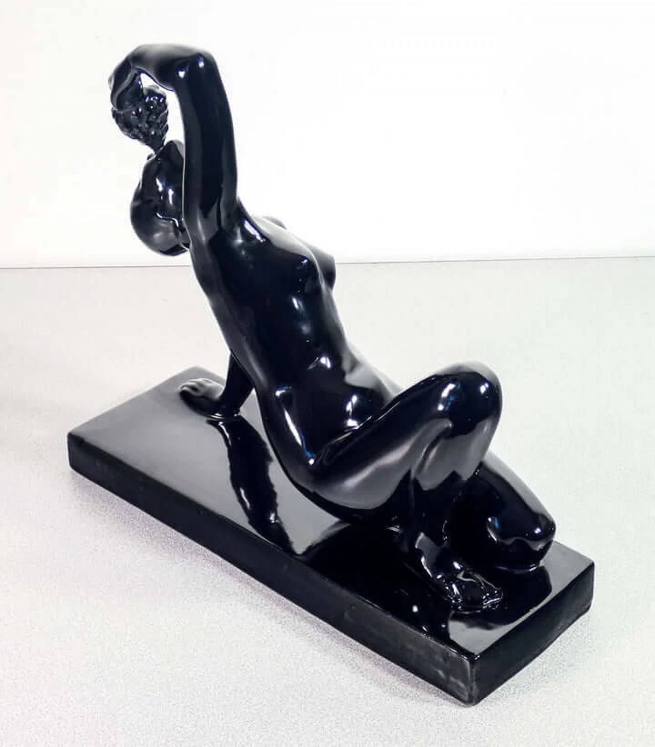 Henry Fugère, female nude with grapes, glazed ceramic sculpture, 1920s 9