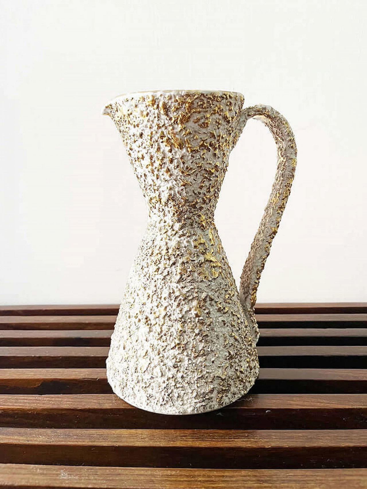 White and gilded ceramic pitcher, 1950s 1