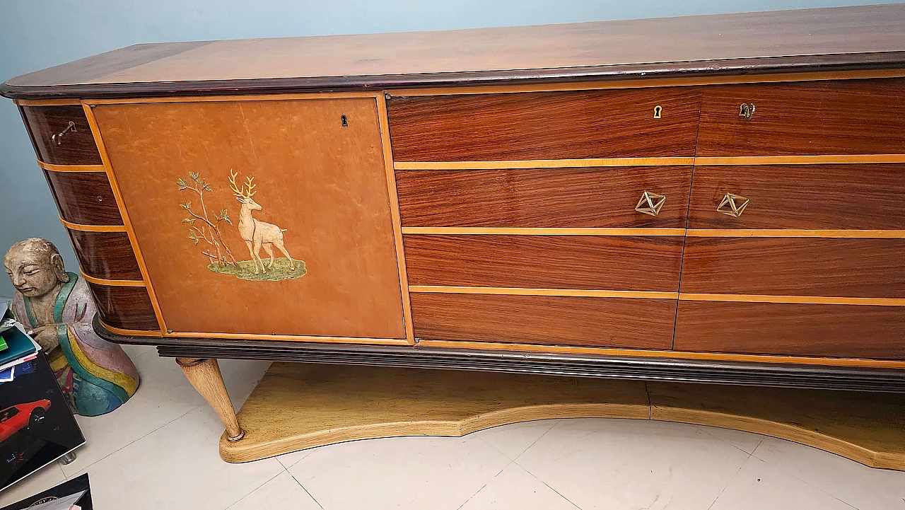 Walnut, rosewood and maple sideboard with horn legs by Paolo Buffa, 1950s 3