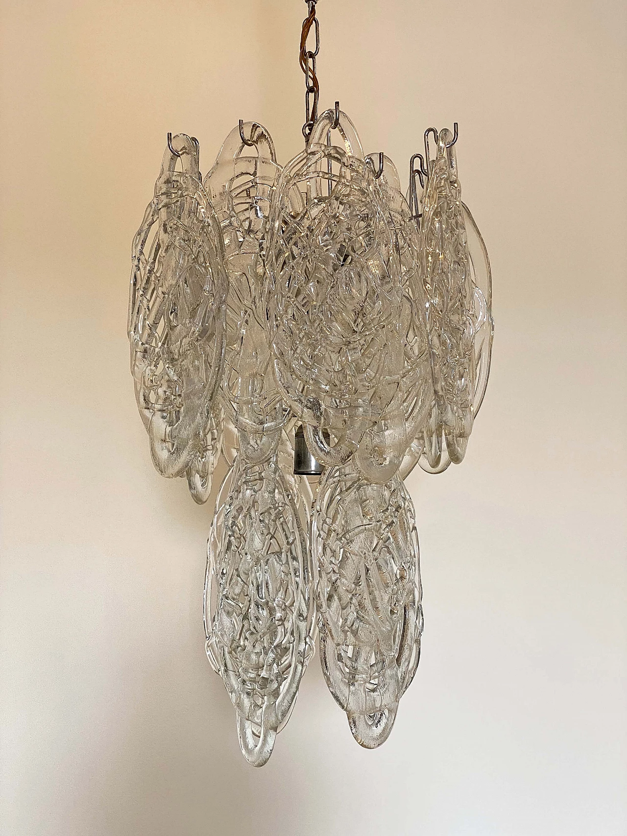 Murano glass and steel chandelier by Mazzega, 1970s 1