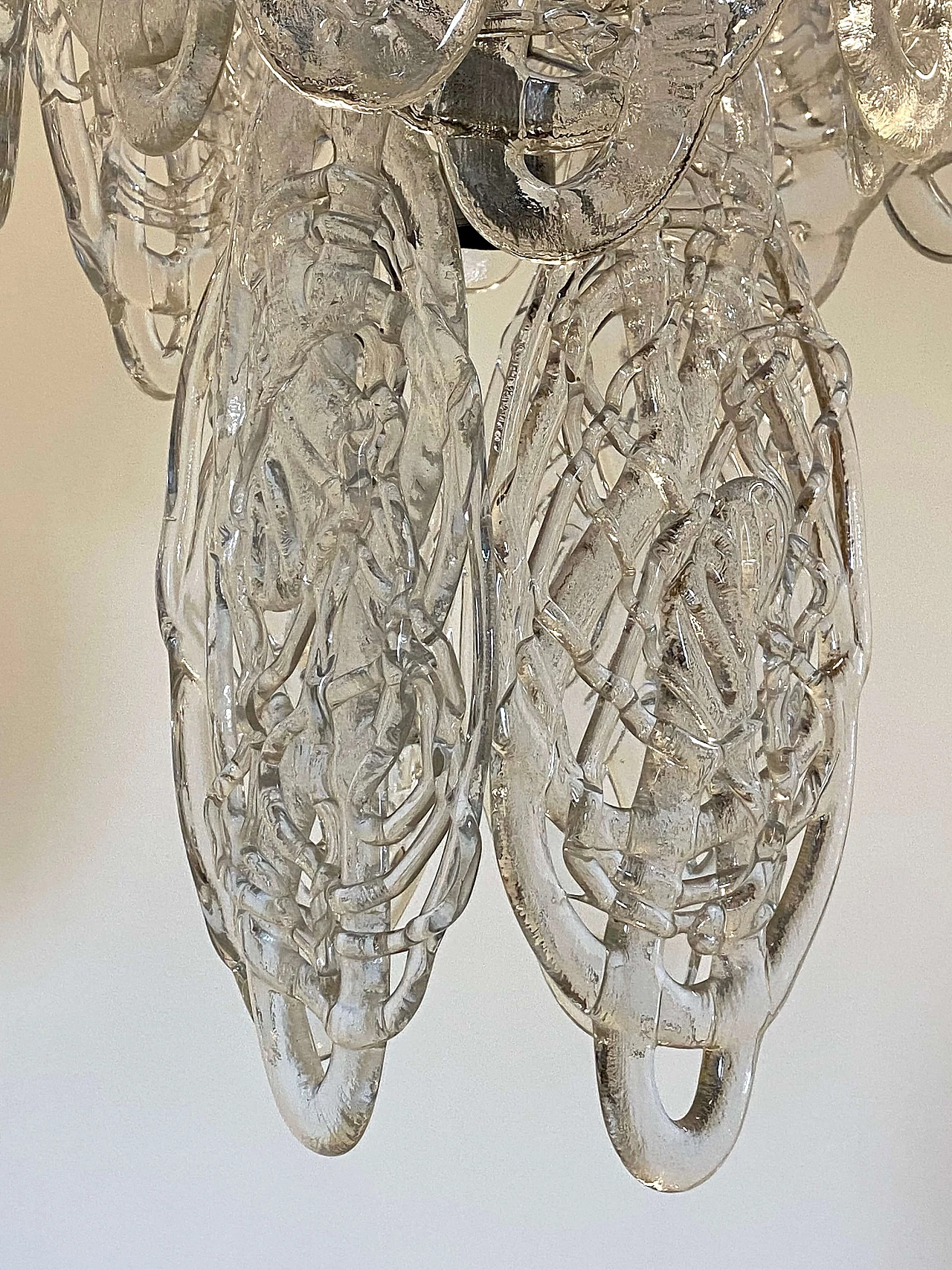 Murano glass and steel chandelier by Mazzega, 1970s 2