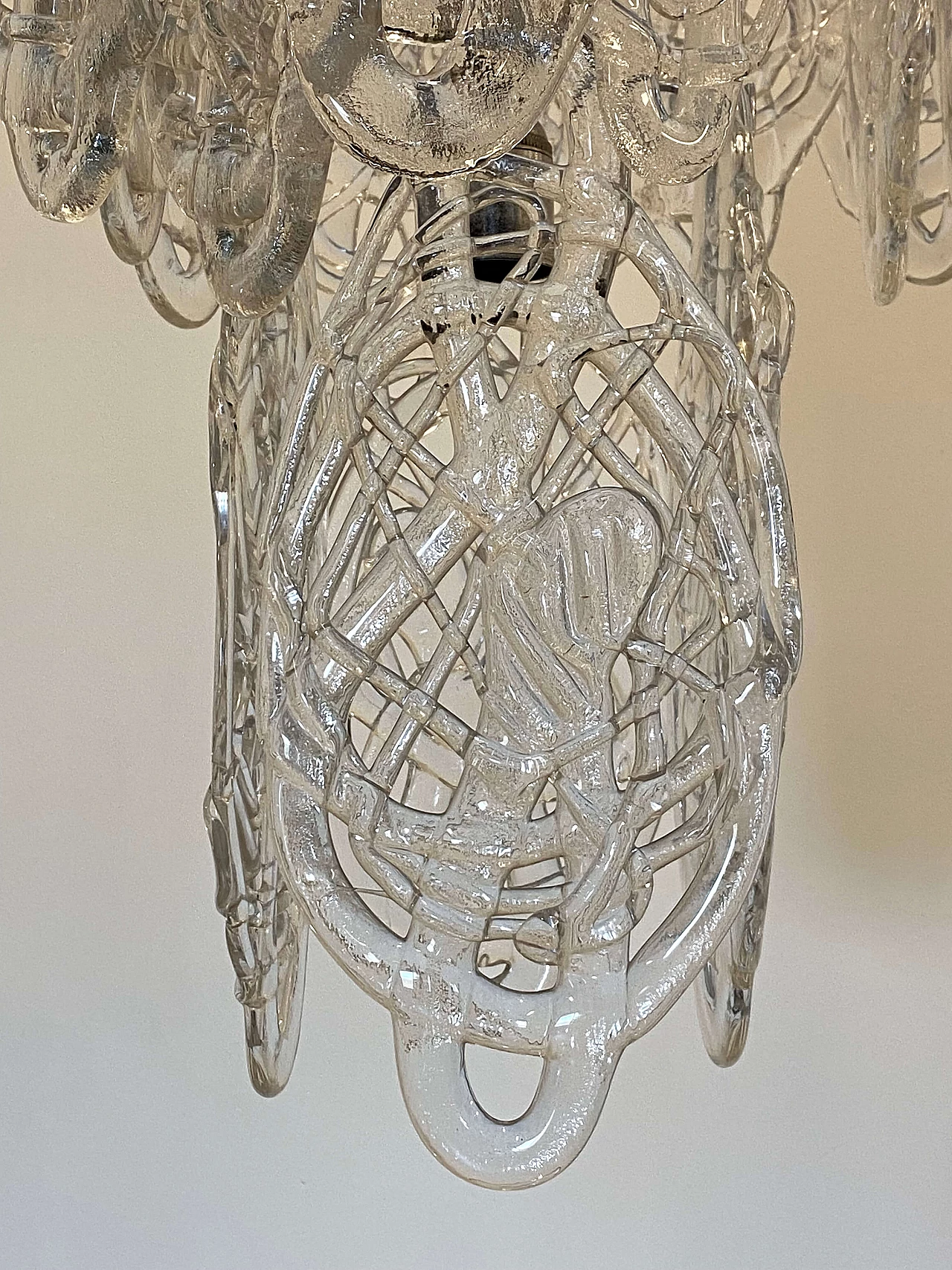 Murano glass and steel chandelier by Mazzega, 1970s 5