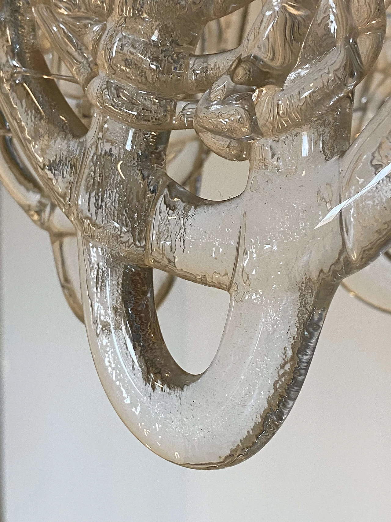 Murano glass and steel chandelier by Mazzega, 1970s 6