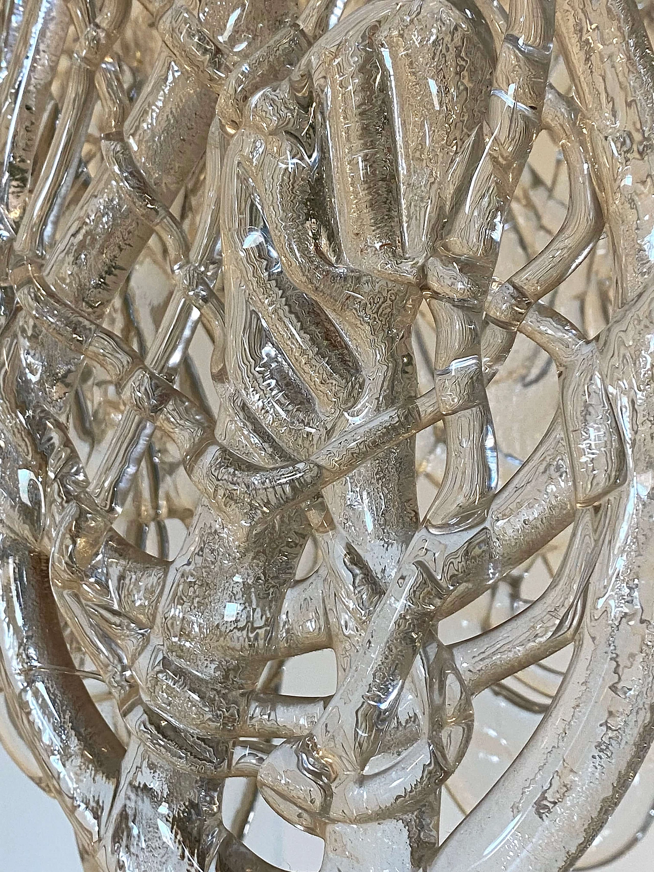 Murano glass and steel chandelier by Mazzega, 1970s 8