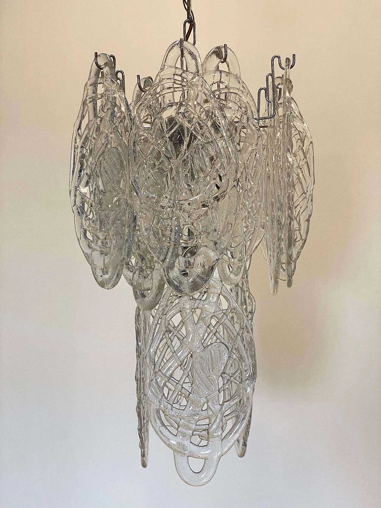 Murano glass and steel chandelier by Mazzega, 1970s 9