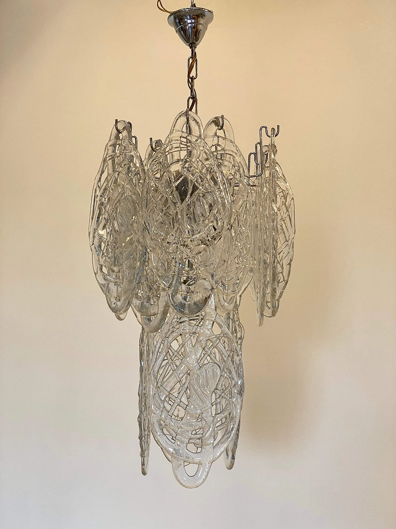 Murano glass and steel chandelier by Mazzega, 1970s 10