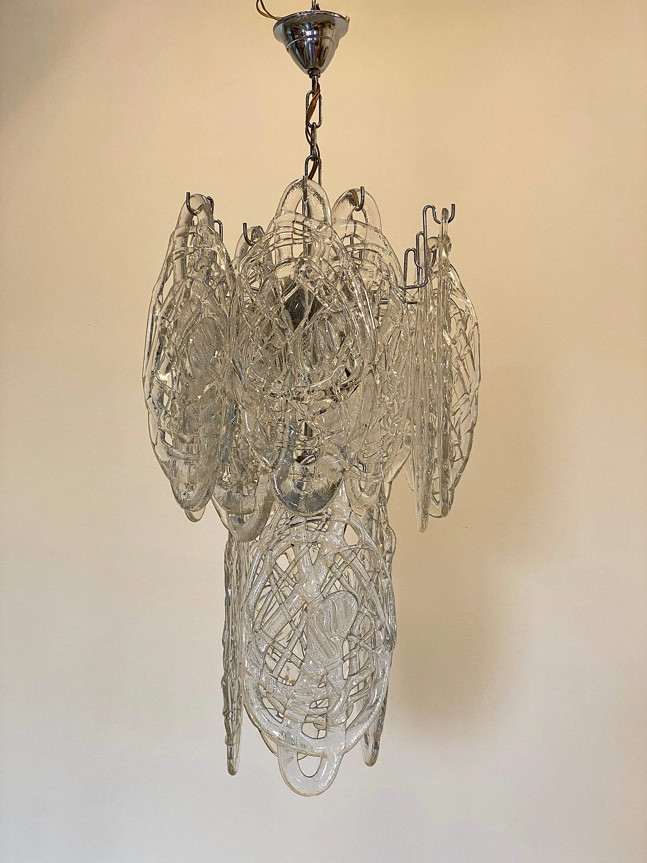 Murano glass and steel chandelier by Mazzega, 1970s 14