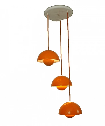 Flowerpot three-light chandelier by Verner Panton for Fritz Hansen, 1970s
