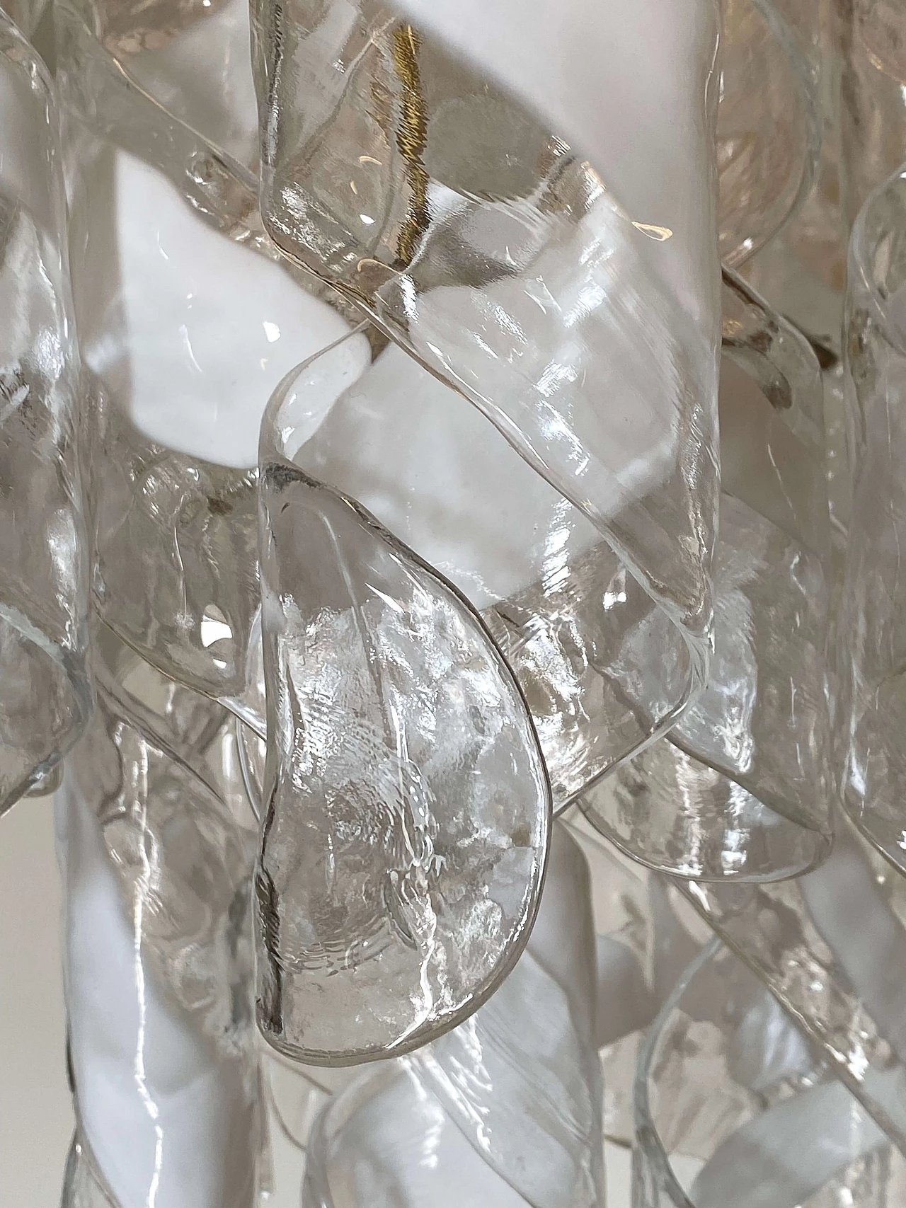 Pair of gilded metal and Murano glass chandeliers, 1980s 9