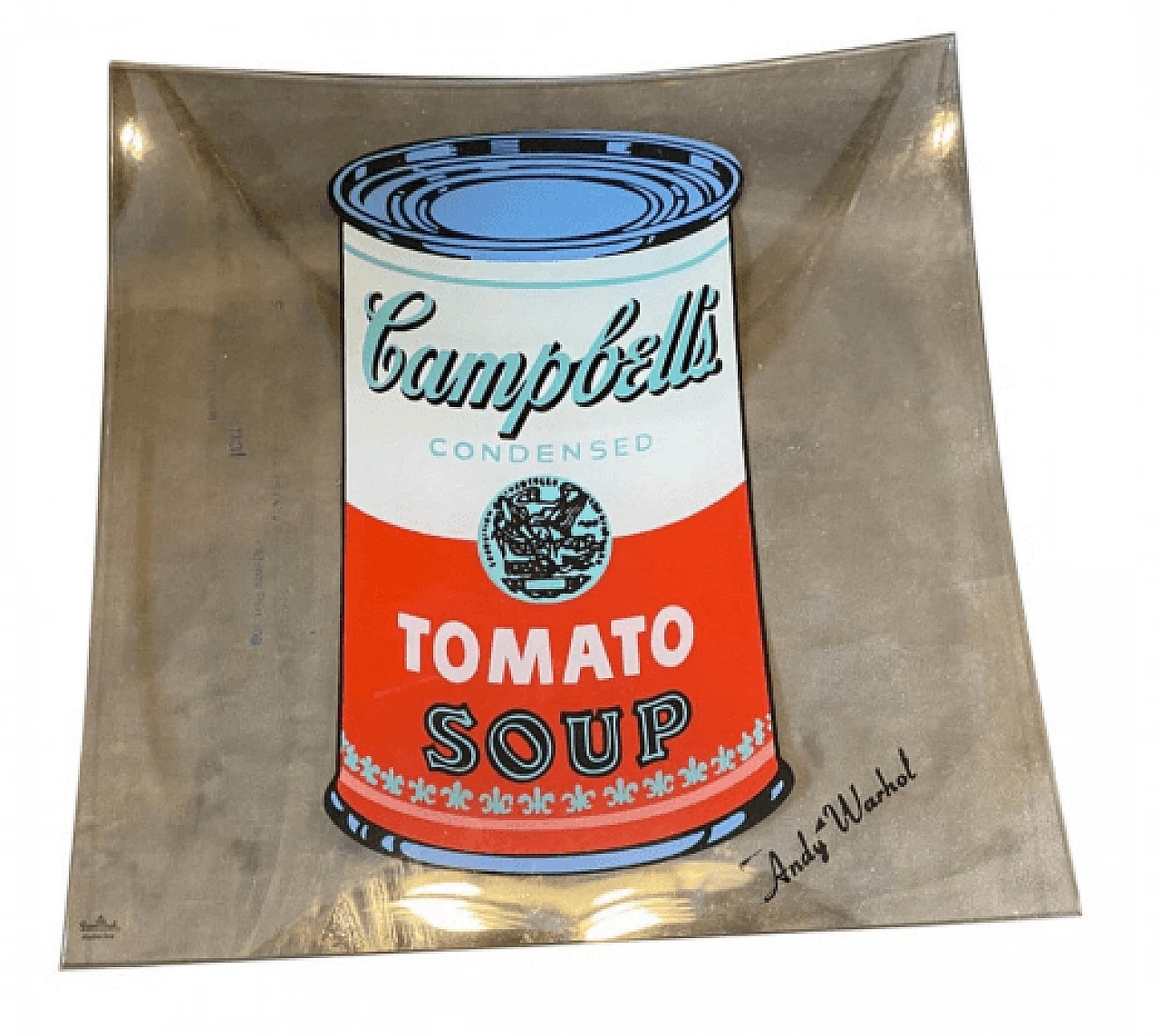 Glass ashtray by Rosenthal with Andy Warhol's Campbell's Soup, 1990s 2