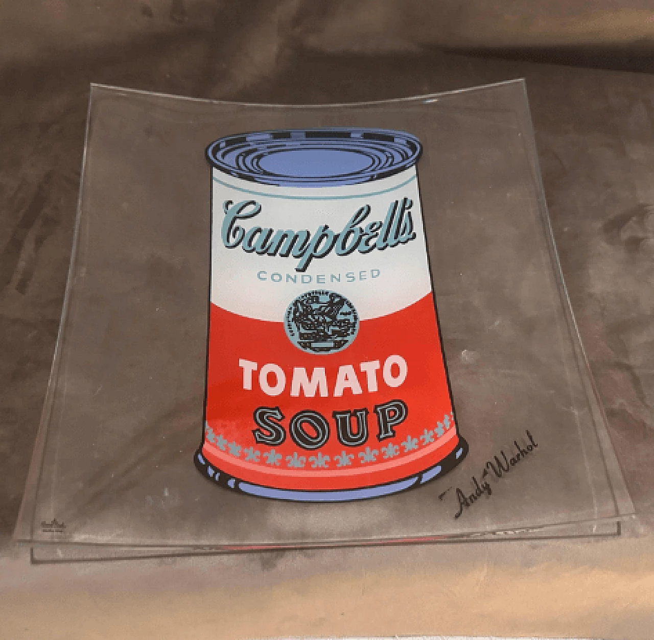 Glass ashtray by Rosenthal with Andy Warhol's Campbell's Soup, 1990s 9