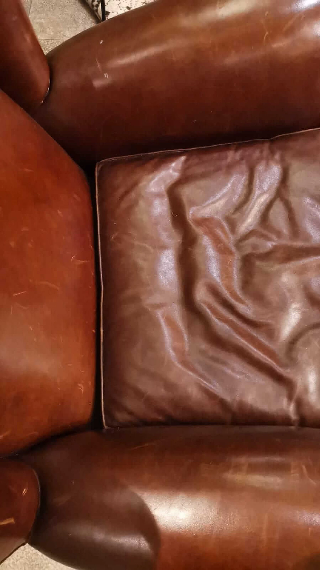 Poltrona bergère in pelle e legno 4