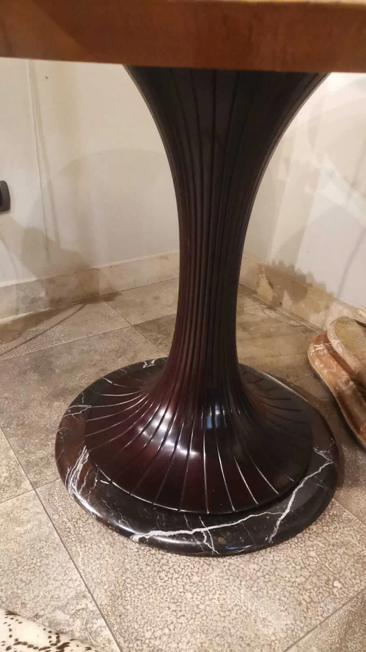 Marble and parchment table with Bergamo playing cards inlay, 1950s 5