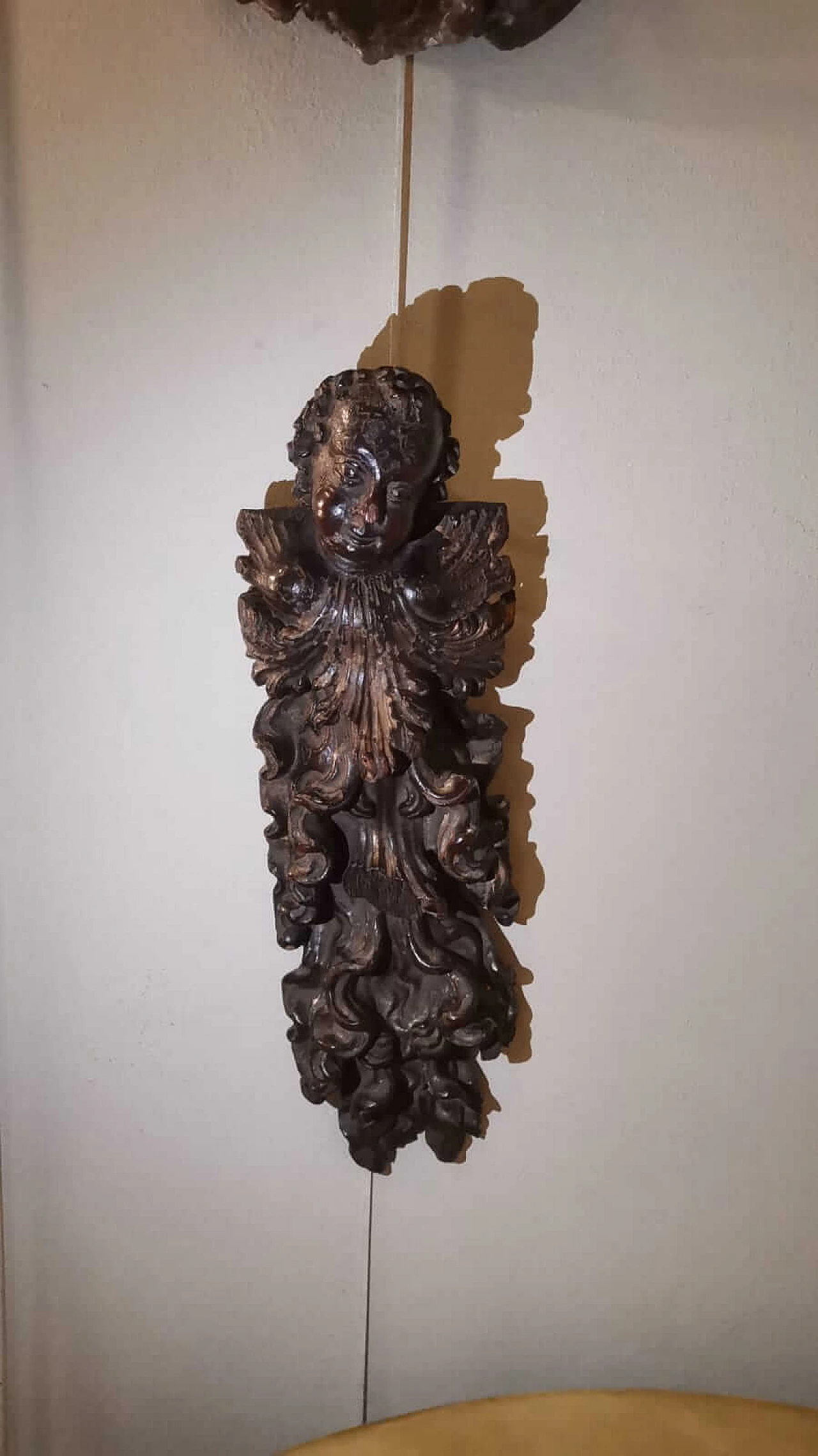 Walnut decorative putto sculpture, 17th century 1