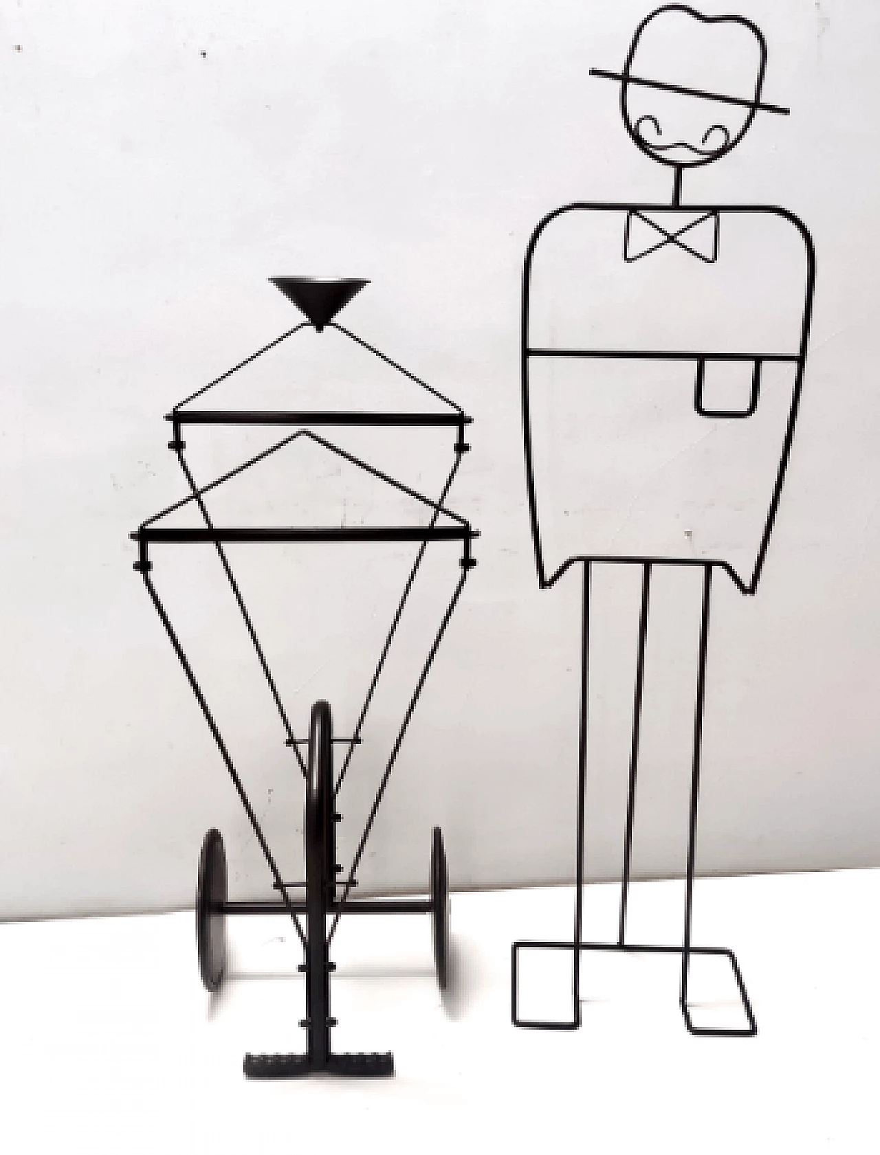 Black painted metal, plastic and rubber valet stand, 1980s 2