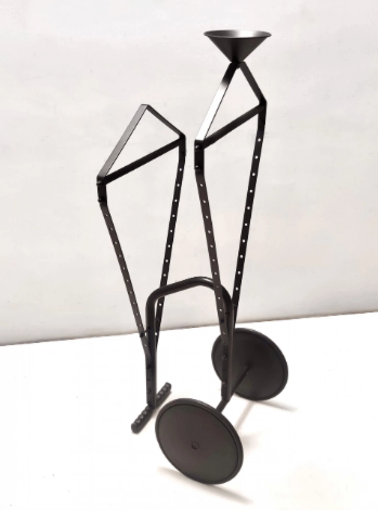 Black painted metal, plastic and rubber valet stand, 1980s 5