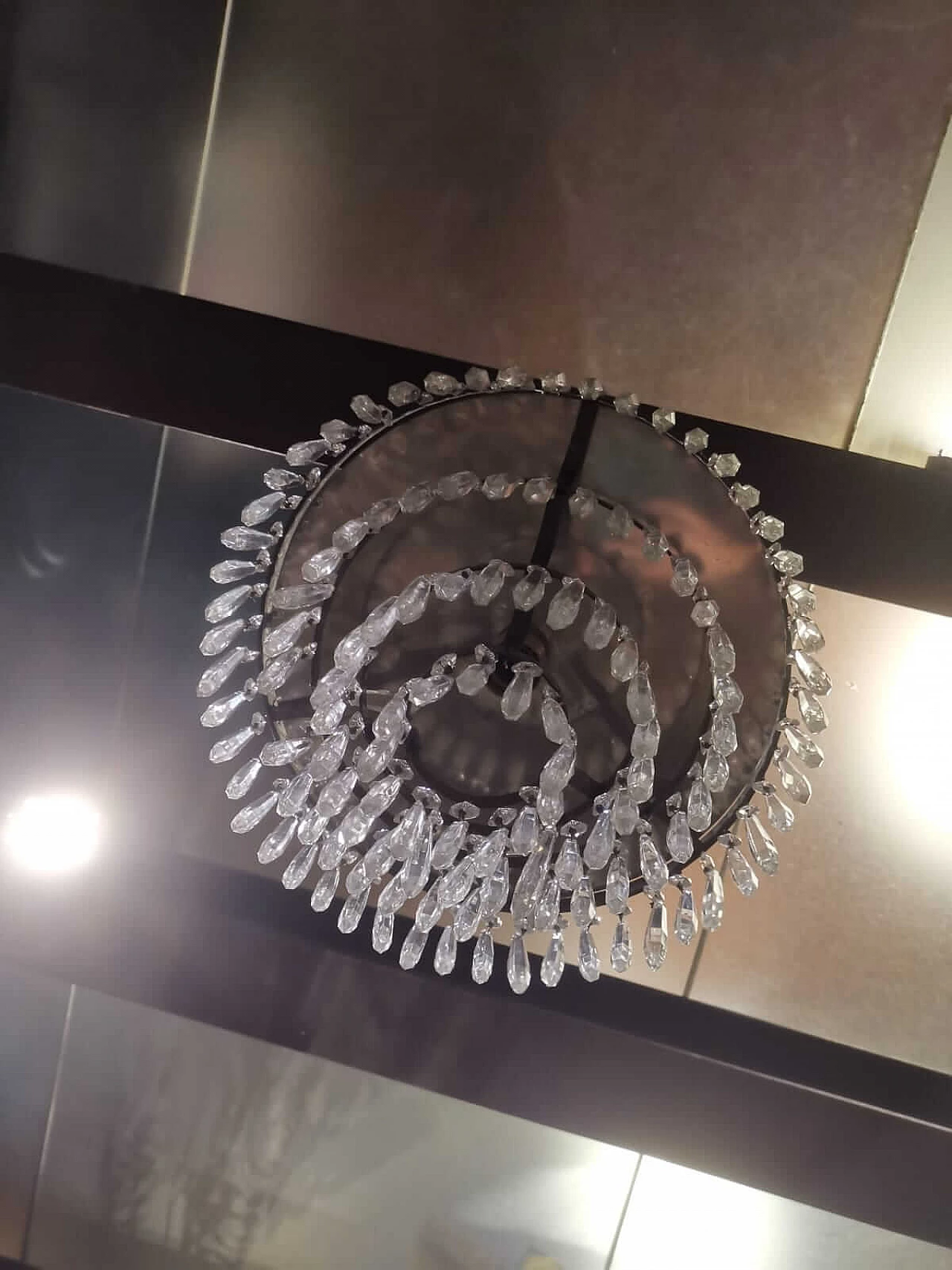 Glass and metal chandelier, 1950s 8