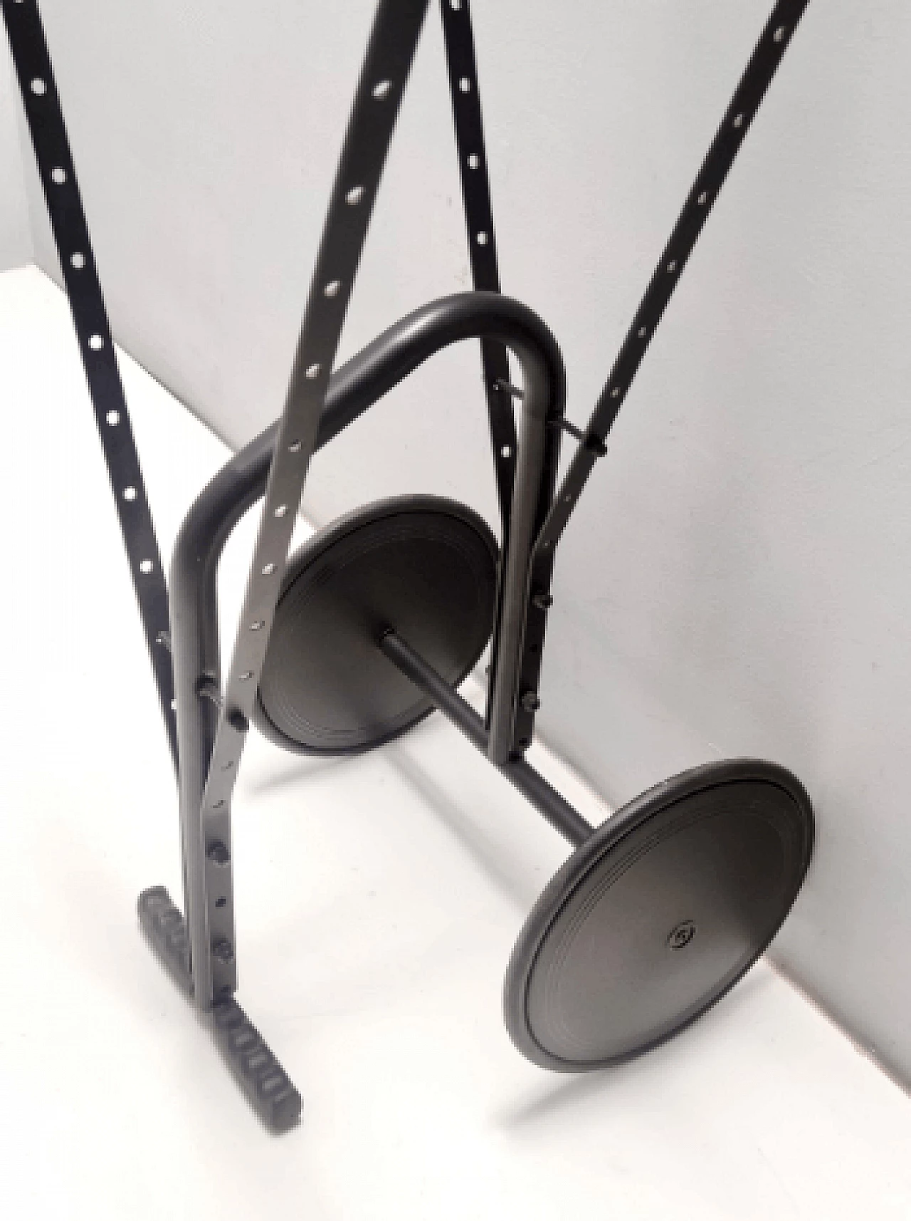 Black painted metal, plastic and rubber valet stand, 1980s 8