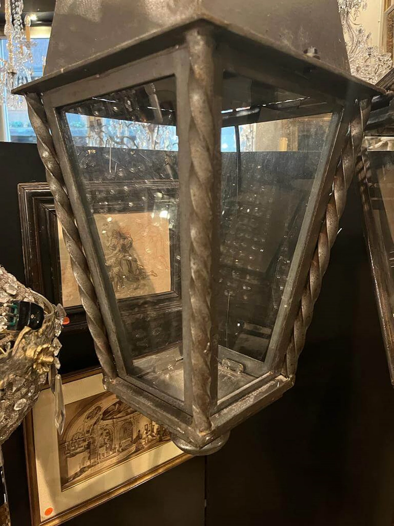 Iron hanging lantern with twisted decorations 2