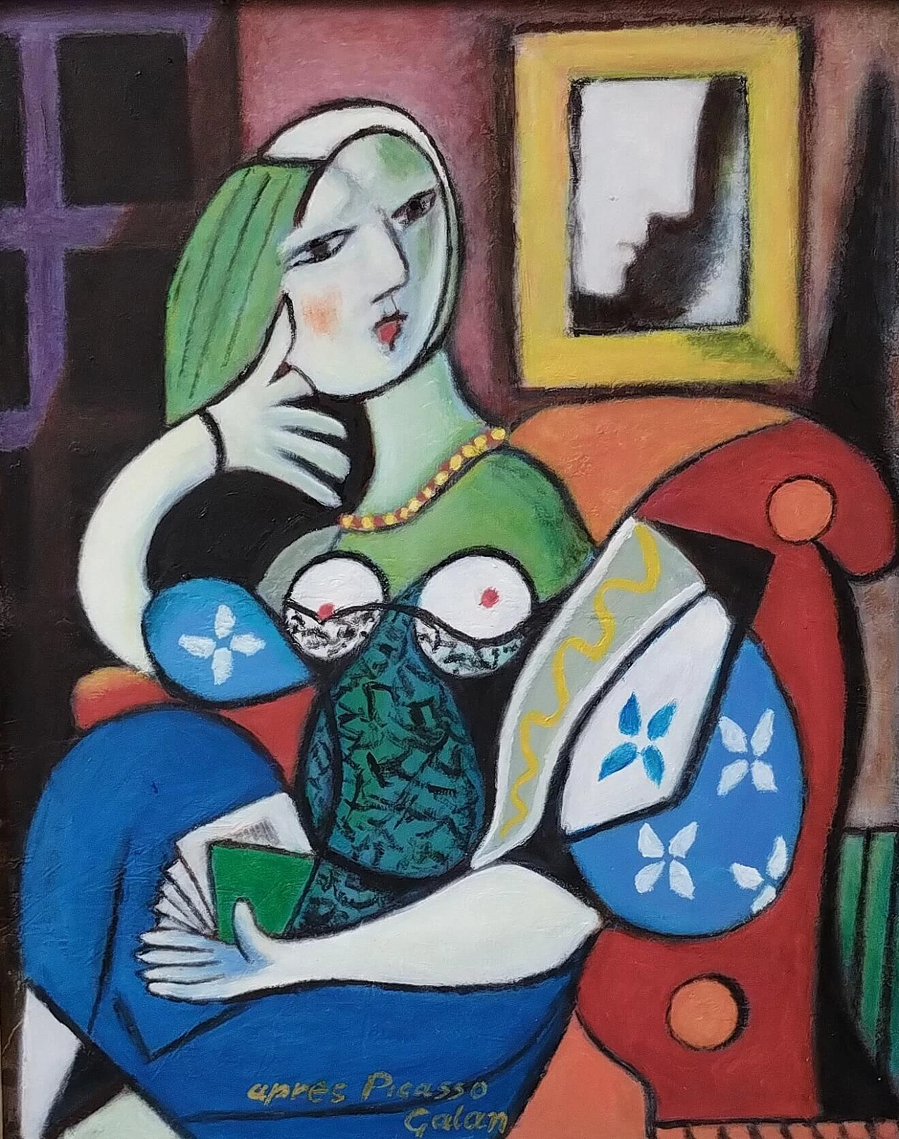 Reproduction of Woman with a book by Pablo Picasso, oil painting 1