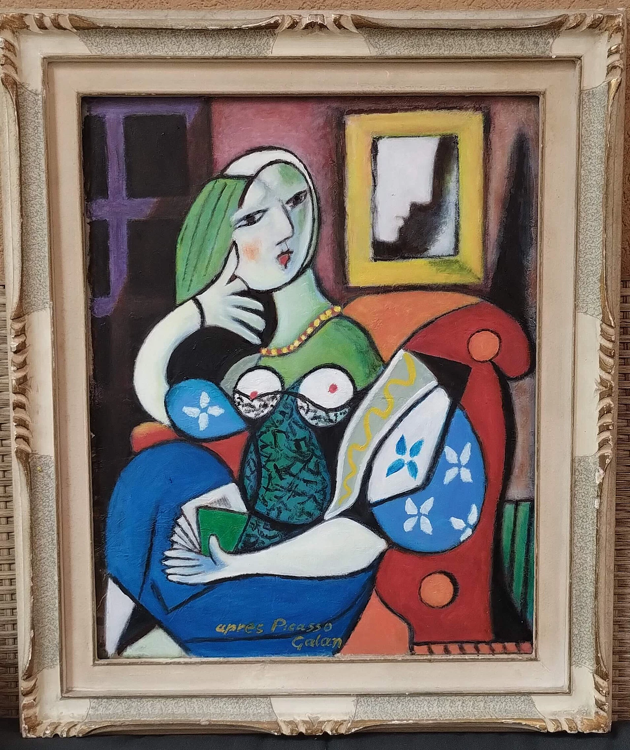 Reproduction of Woman with a book by Pablo Picasso, oil painting 3