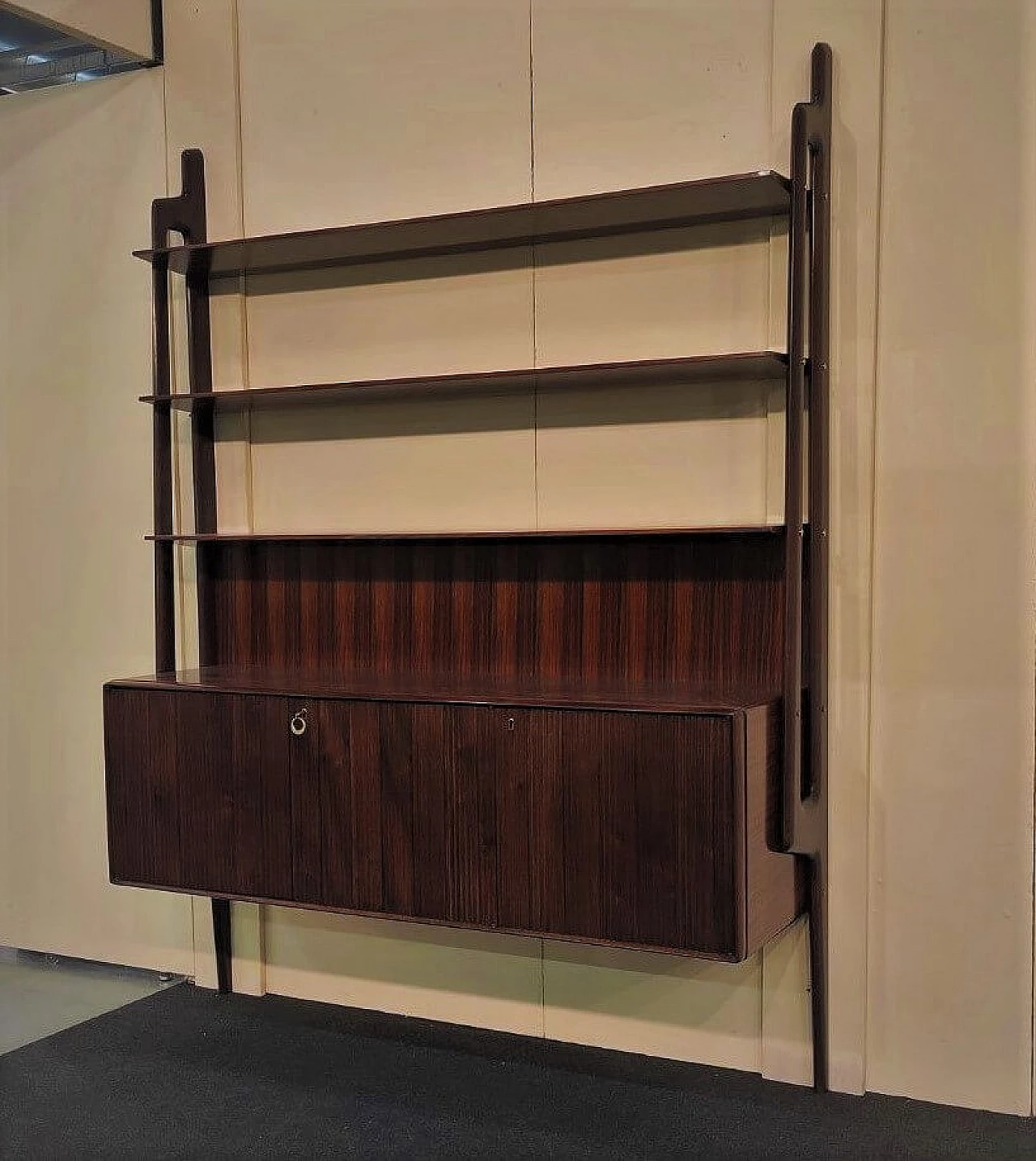 Exotic wood veneered bookcase by Vittorio Dassi, 1950s 4