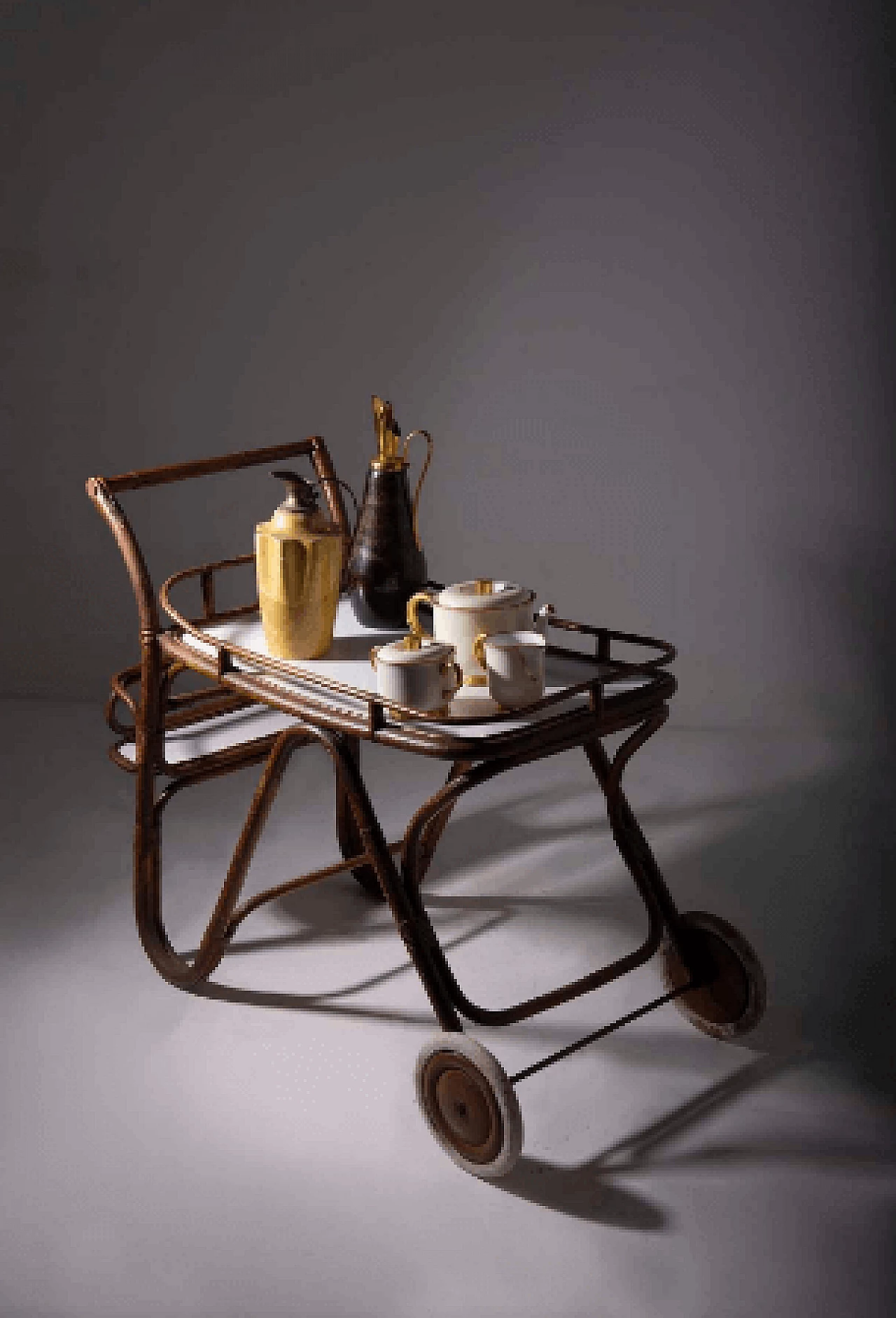 Bamboo and formica bar cart, 1950s 10