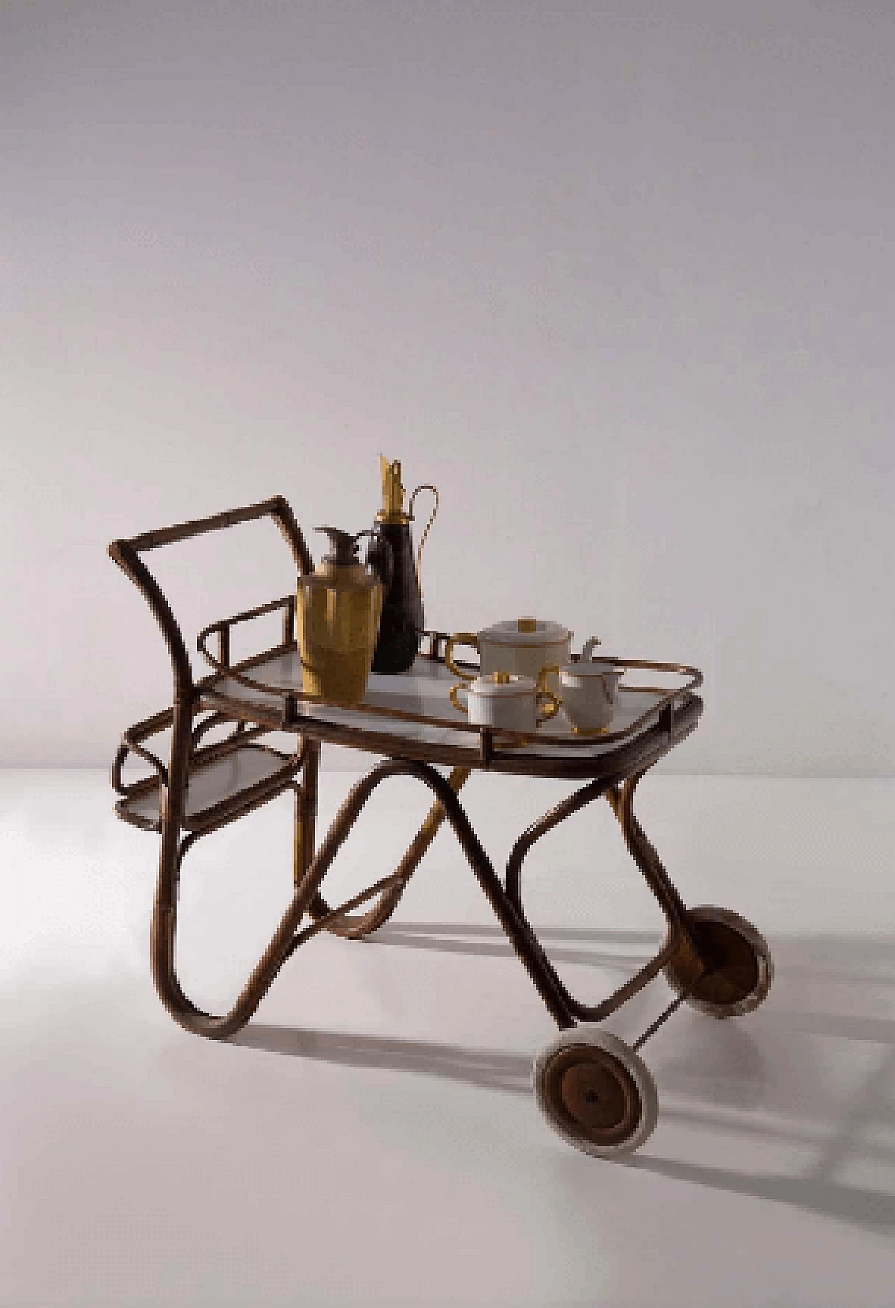 Bamboo and formica bar cart, 1950s 12