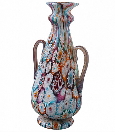 Millefiori Murano glass vase by Fratelli Toso, 1920s