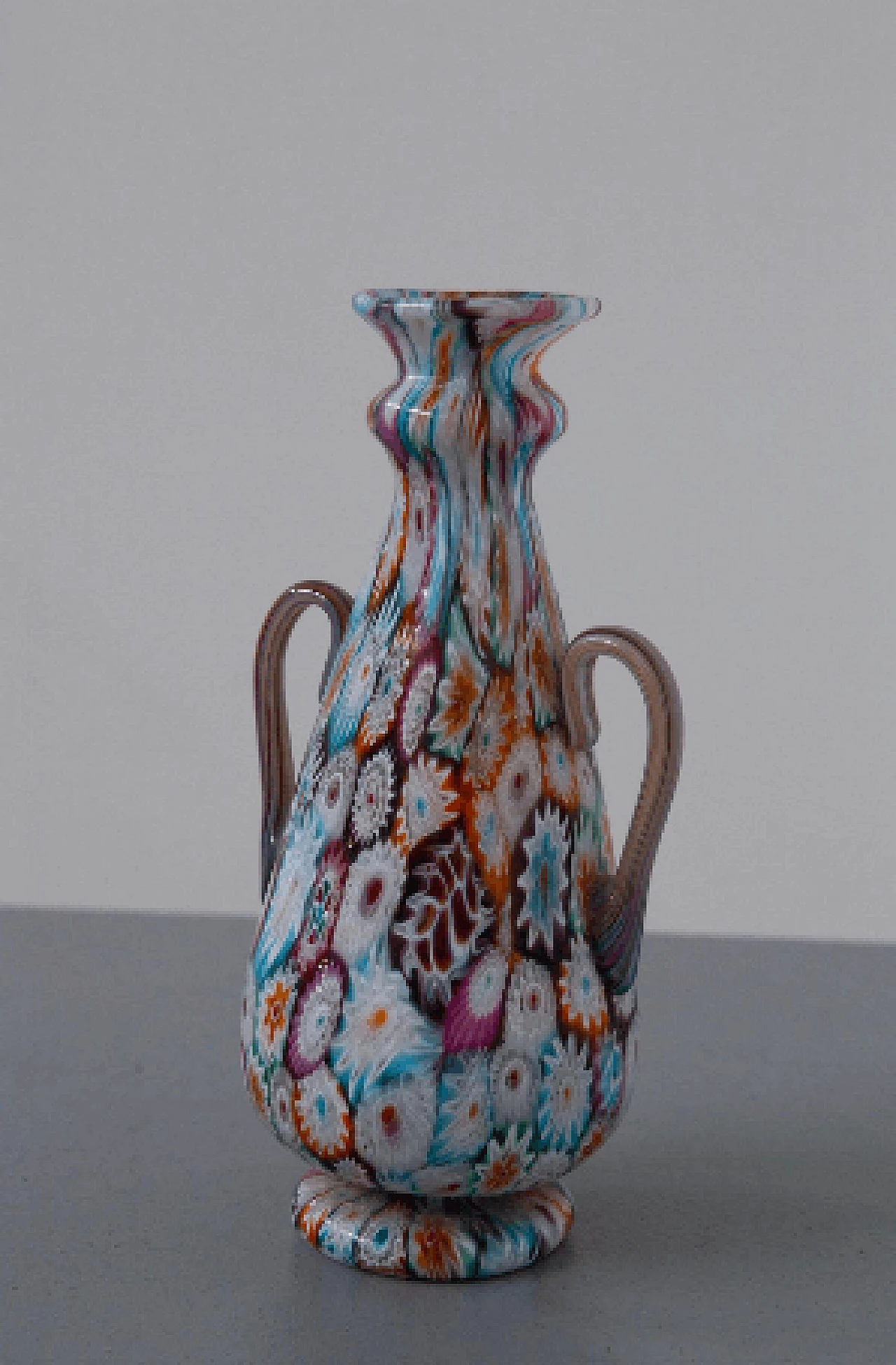Millefiori Murano murrine glass vase by Fratelli Toso, 1920s 3