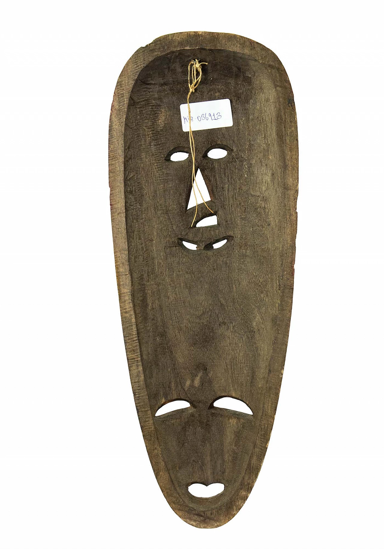 Decorative mask in wood and fabric, 1950s 5